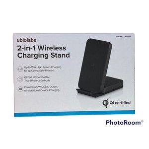 Ubiolabs 2-in-1 Wireless Charging Stand Qi Certified 15W Phone + Earbuds Charger
